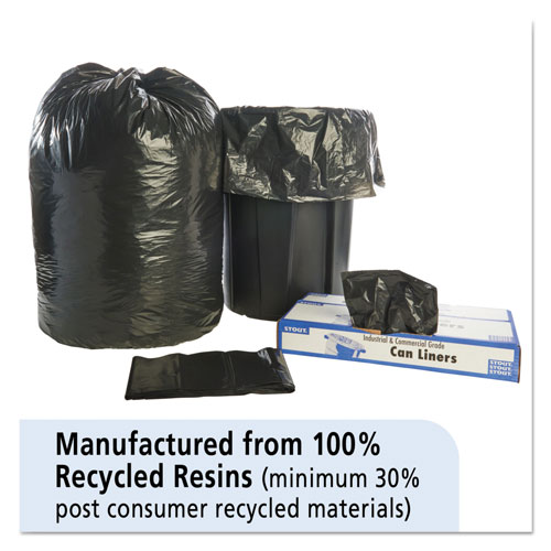 Stout Total Recycled Content Plastic Trash Bags | 60 gal， 1.5 mil， 38