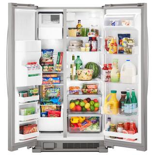 Whirlpool 21 cu. ft. Side-by-Side Refrigerator Built-In and Standard in Monochromatic Stainless Steel WRS331SDHM