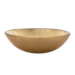 FINE FIXTURES Modern Gold Glass Round Vessel Sink MV1616GD