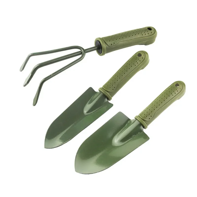 3PCS Mini Shovel Rake Set Plastic Handle Metal Head Shovel for Flowers Potted Plants Mini Garden Tool