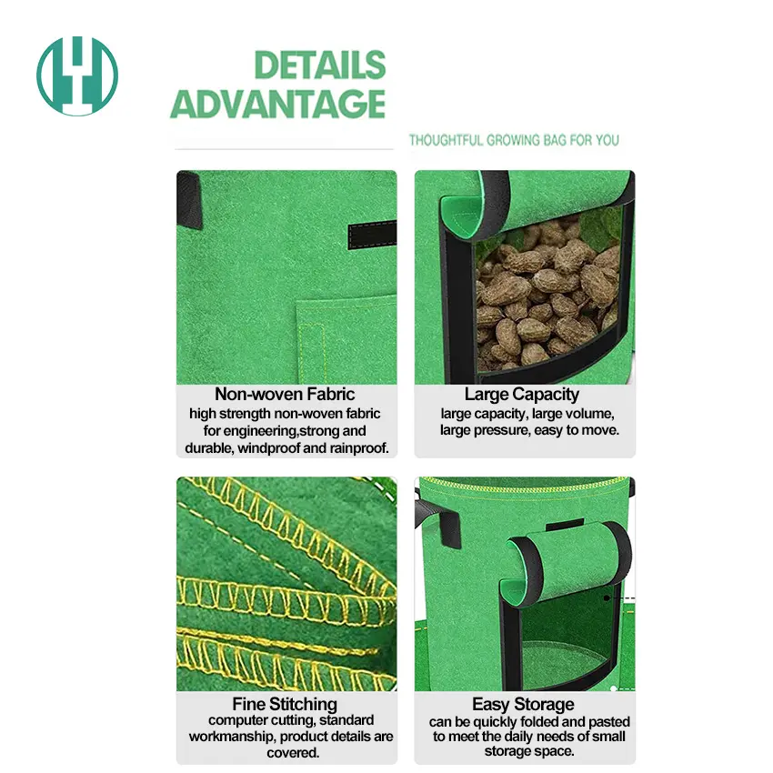 Hyh Custom Logo Processed Potato Growing Bags For Plant Support