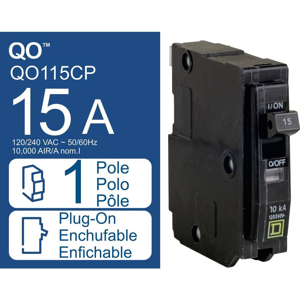 Square D QO 15 Amp Single-Pole Circuit Breaker(QO115CP) QO115CP