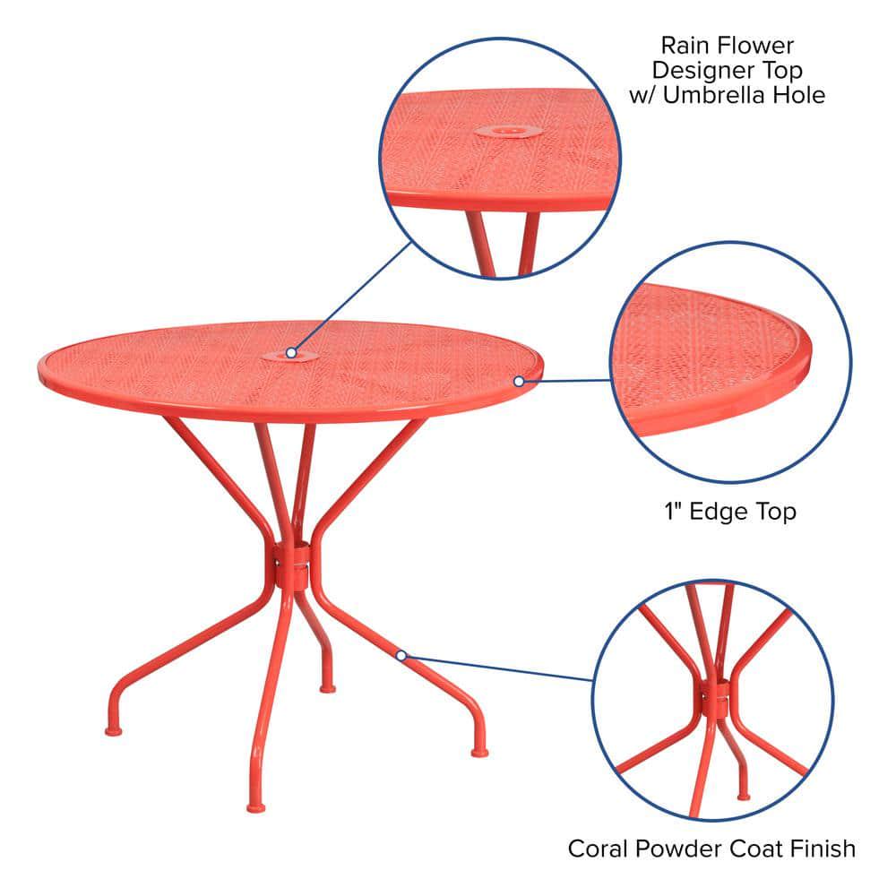 Carnegy Avenue Coral Round Metal Outdoor Bistro Table