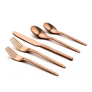 ORNATIVE Eve 20 Piece Matte Copper 180 Stainless Steel Flatware Set Service for 4 10020COR1