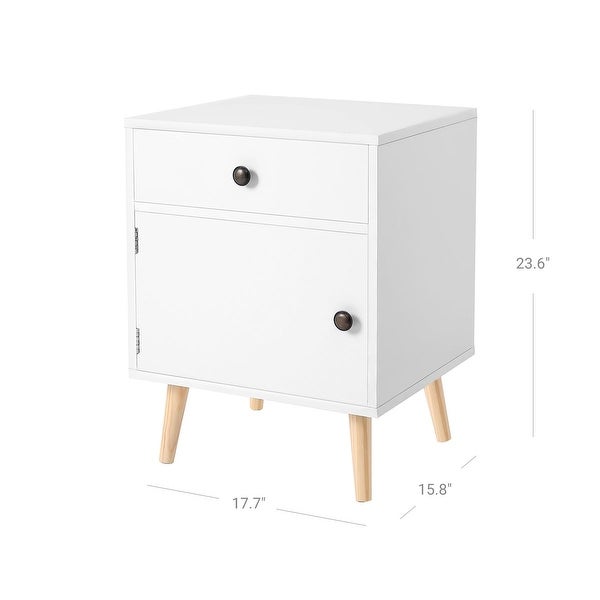 Side Table， Nightstand with 1 Drawer， Durable， for Bedroom， Living Room， Office， 17.7 x 15.8 x 23.6 inches， White