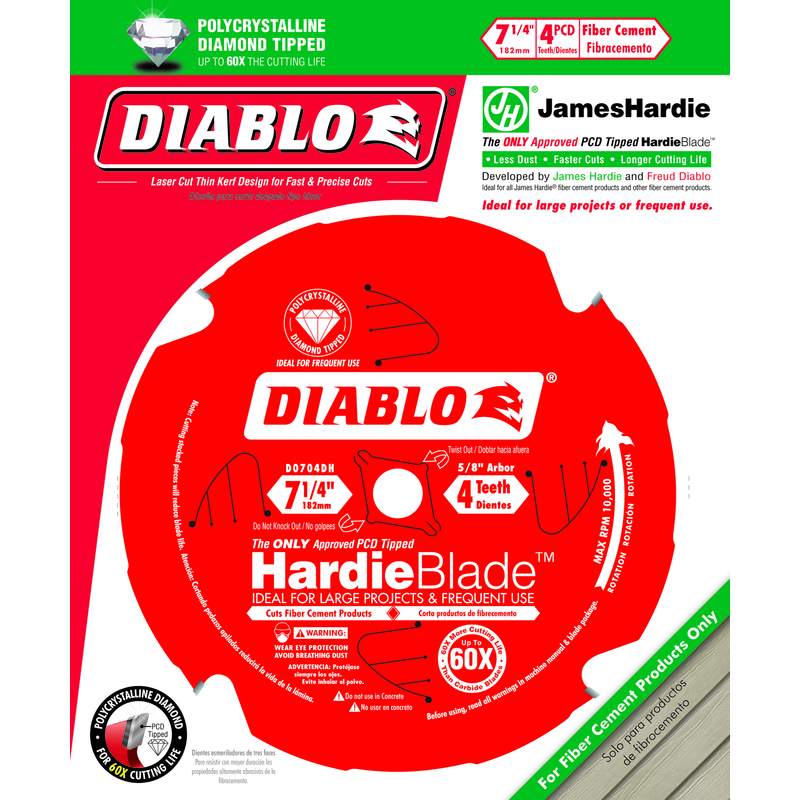 Diablo HardieBlade 7-1/4 in. D X 5/8 in. Polycrystalline Diamond Tipped Fiber Cement Blade 4 teeth 1