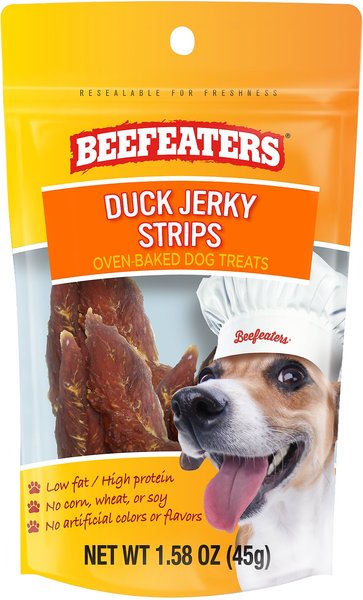 Beefeaters Duck Strips Jerky Dog Treat， 1.58-oz bag， case of 12