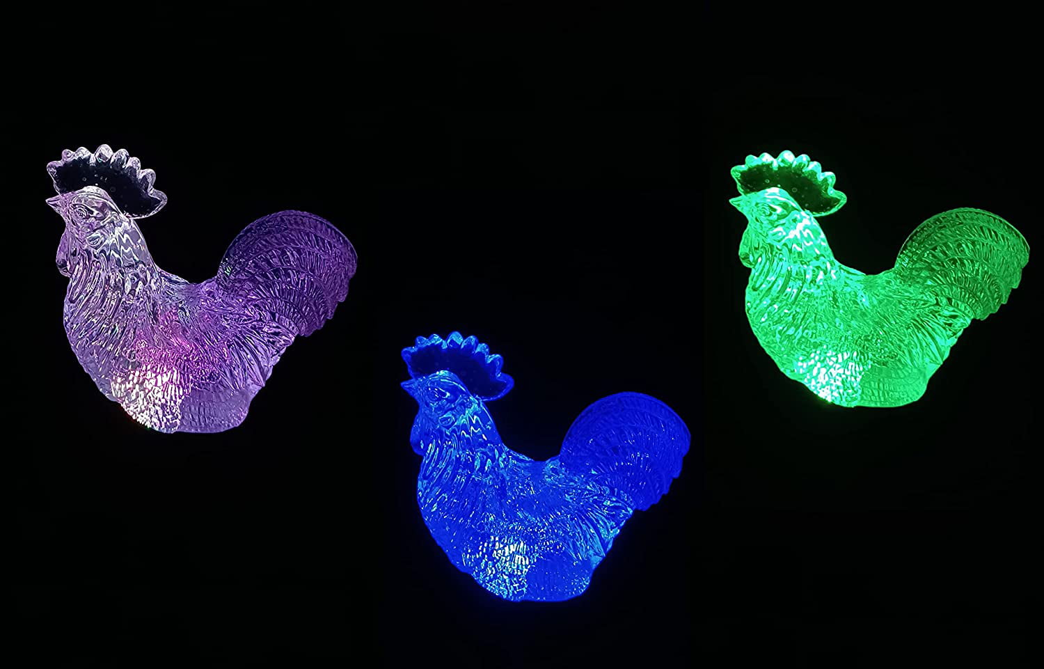 3 PCS Solar Color Changing ROOSTER Style Garden Stake Light