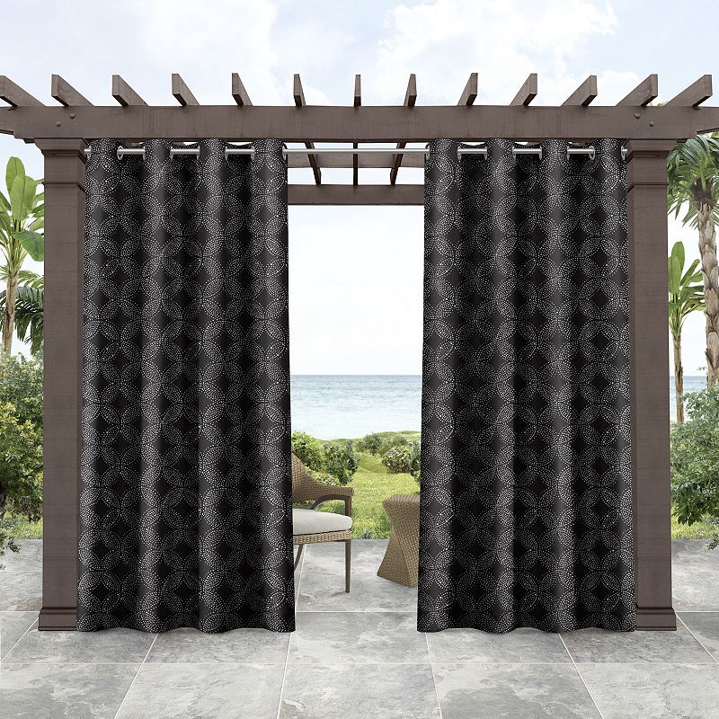 Tommy Bahama Indoor/Outdoor Island Tile Light Filtering 2-panel Window Curtain Set