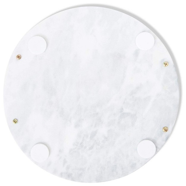 Juvale Round Marble Tray For Vanity With Handles White Marble And Gold Serving Board For Kitchen Home Decor Centerpiece Display 10 7x10 7x0 4 In