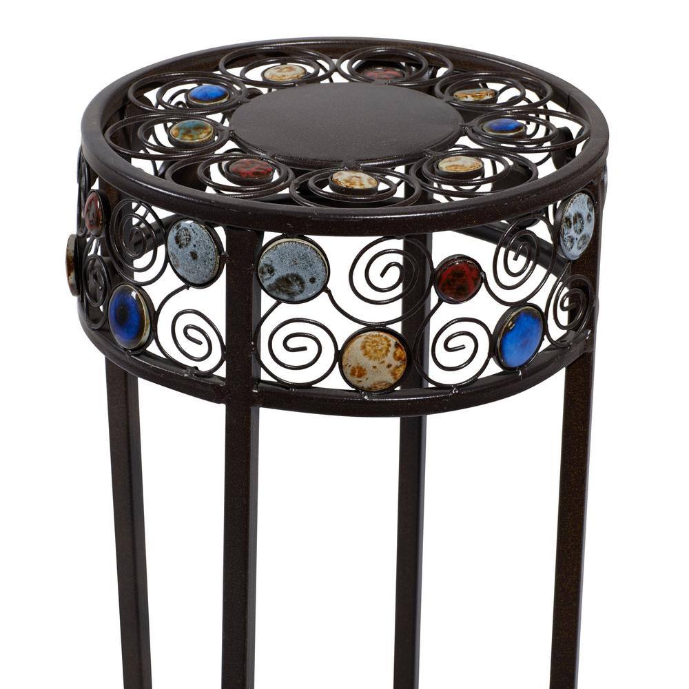 Litton Lane 27 in. x 12 in. Black Metal Traditional Plantstand (Set of 3) 61530