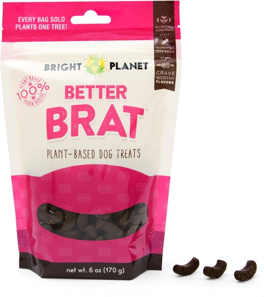 Bright Planet Pet Better Brat Plant-Based Dog Treats， 6-oz bag