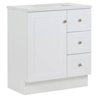 Glacier Bay Bannister 30.50 in. W x 18.75 in. D x 35.14 in. H Bath Vanity in White with White Top BA30P2-WH