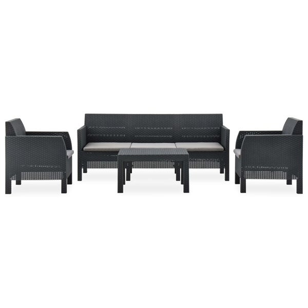 4 Piece Garden Lounge Set with Cushions PP Anthracite - Overstock - 35106564