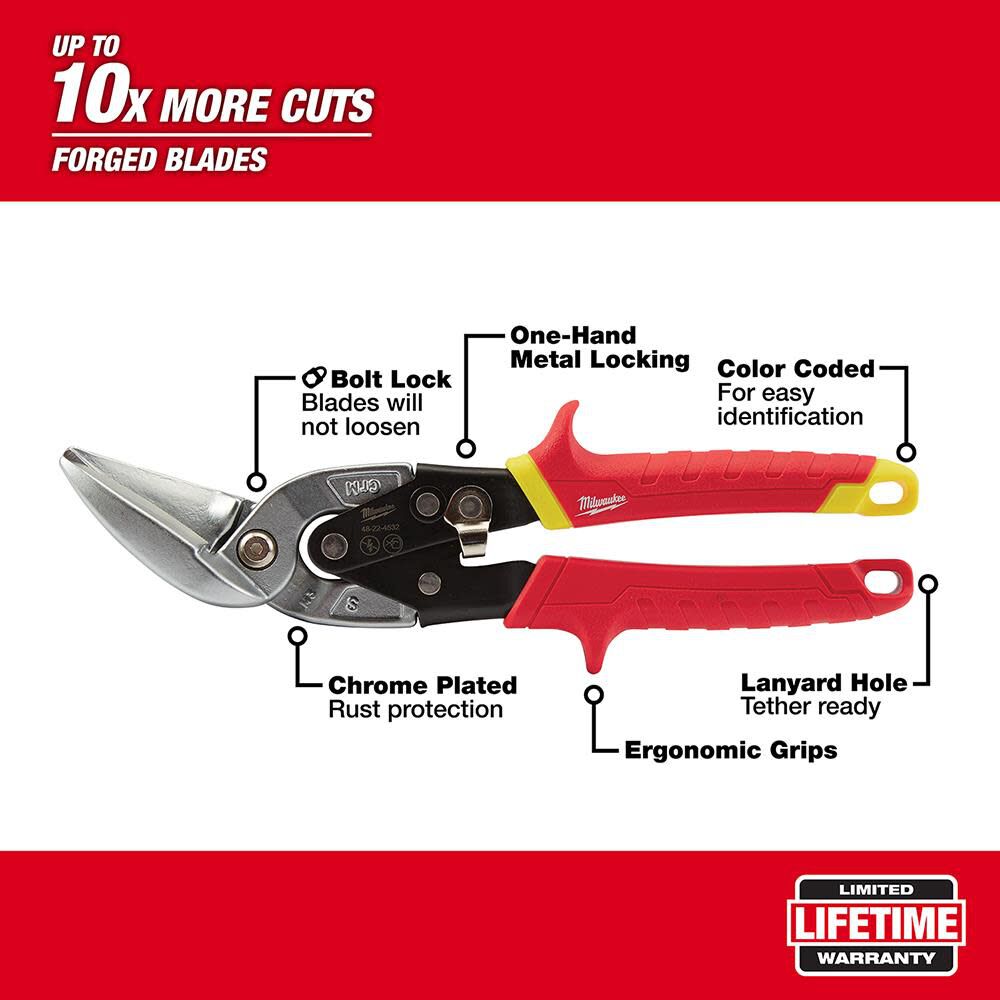 Milwaukee Straight Cut Offset Aviation Snips 48-22-4532 from Milwaukee