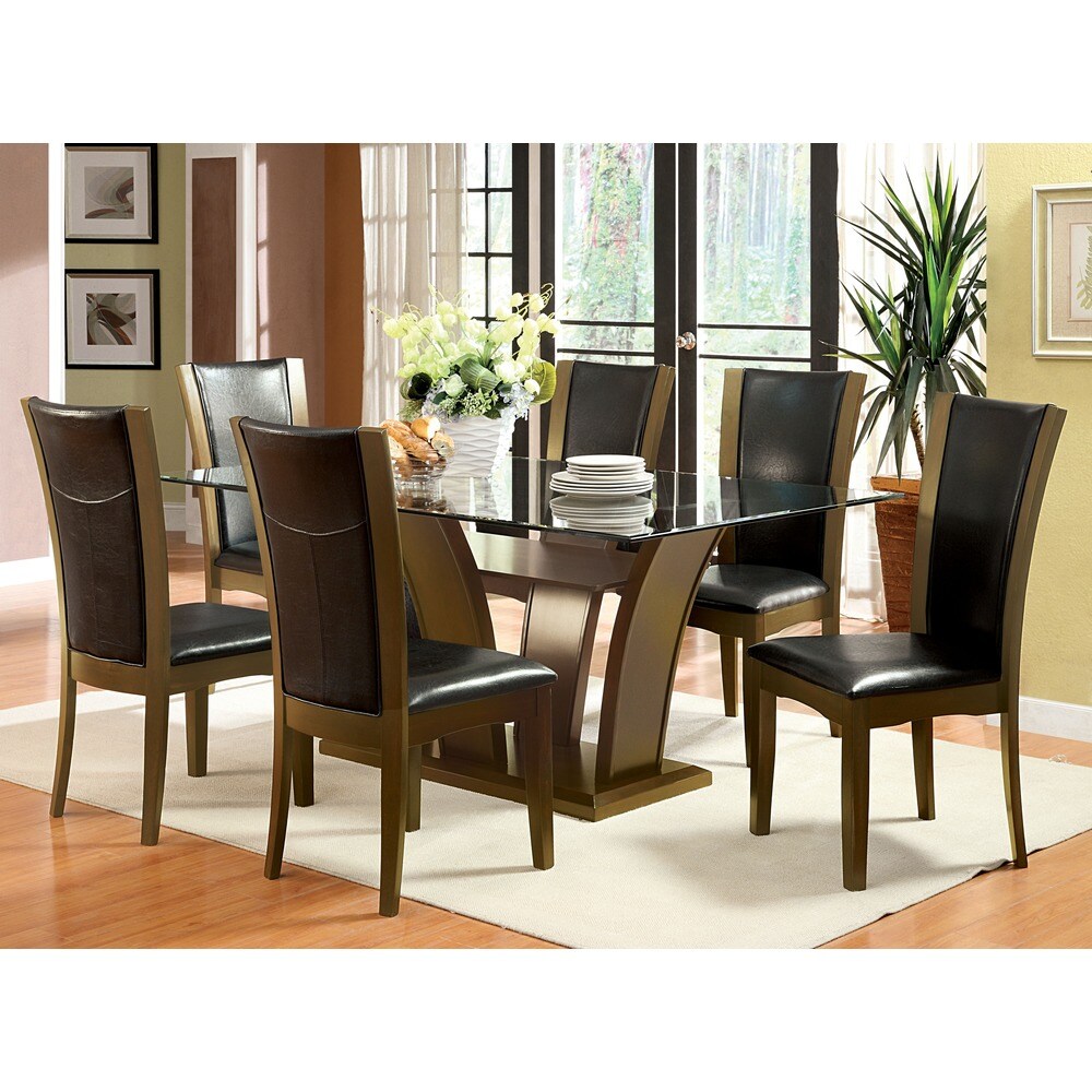 Bind Contemporary Solid Wood Open Shelf 7 Piece Dining Table Set by Furniture of America