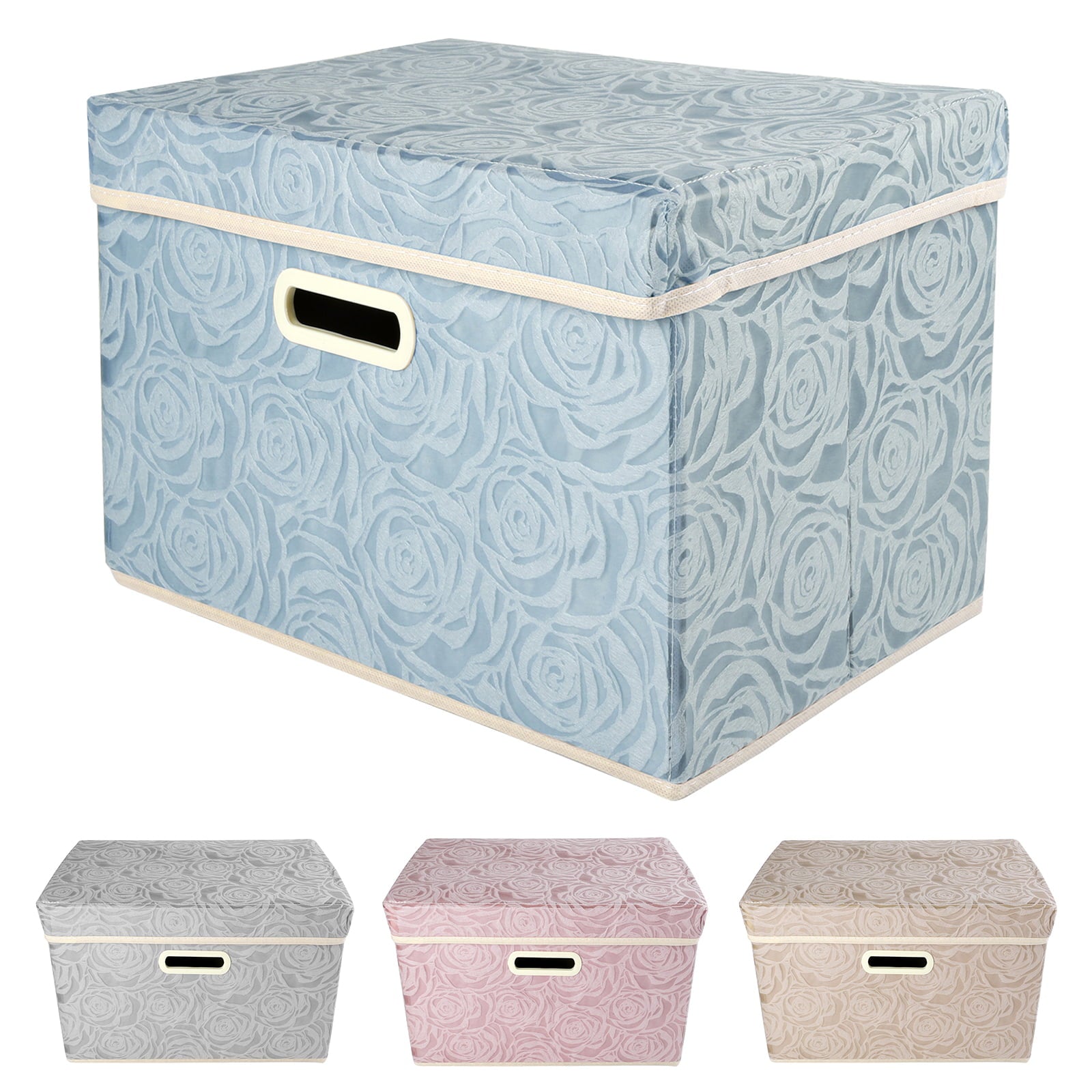 Collapsible Storage Bins with Lids Fabric Decorative Storage Boxes Cubes Organizer Containers Baskets