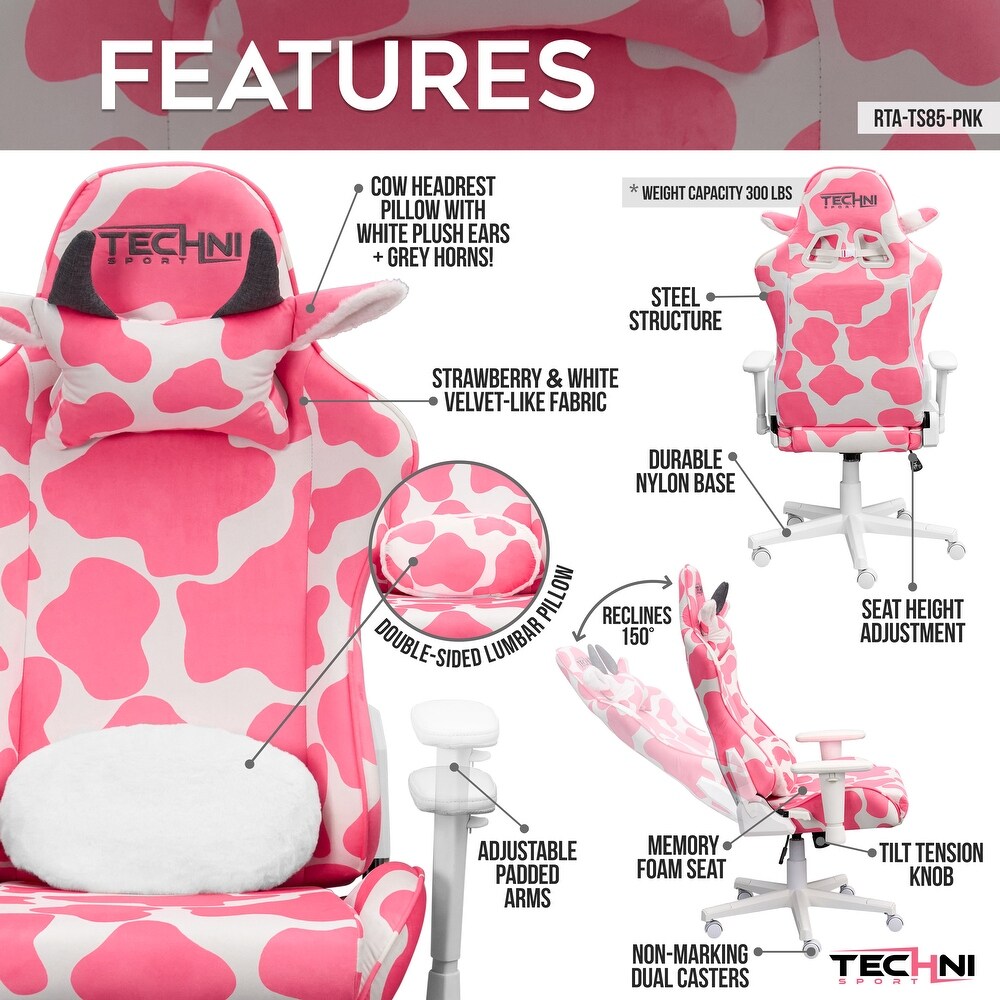 Techni Sport TS85 Cow Print Series Gaming Chair