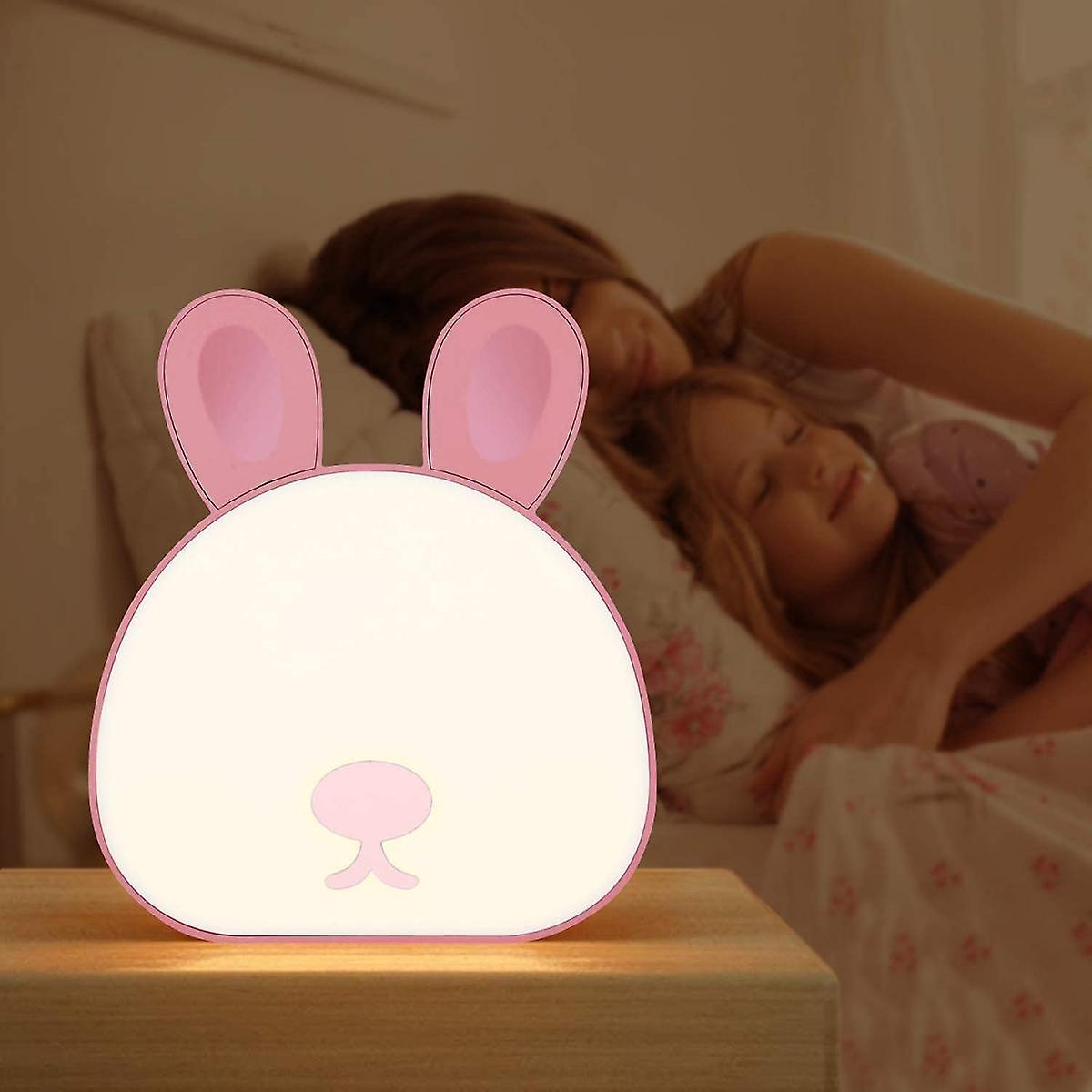 Cute Bunny Usb Rechargeable Led 3 Color Night Light  Baby Bedside Light Bedroom Bedside Decor Replaceable Expression Rabbit Light Gift