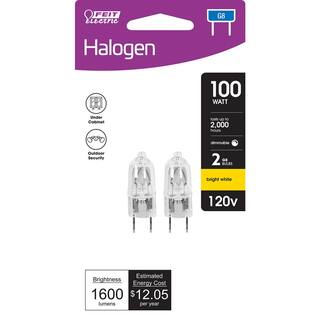 Feit Electric 100-Watt Bright White (2700K) T4 G8 Bi-Pin Base Dimmable Halogen Light Bulb (2-Pack) BPQ100G82HDRP