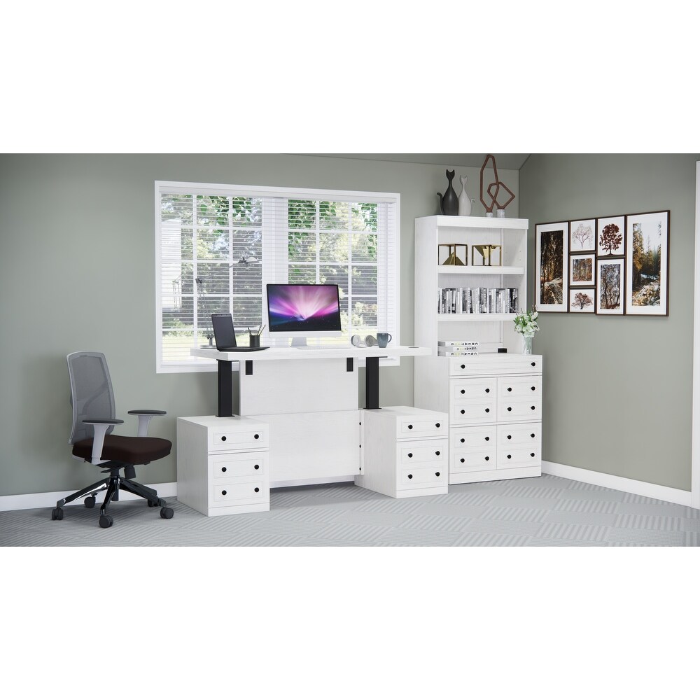 Windsor Sit Stand Storage Desk with File Drawer Bookcase