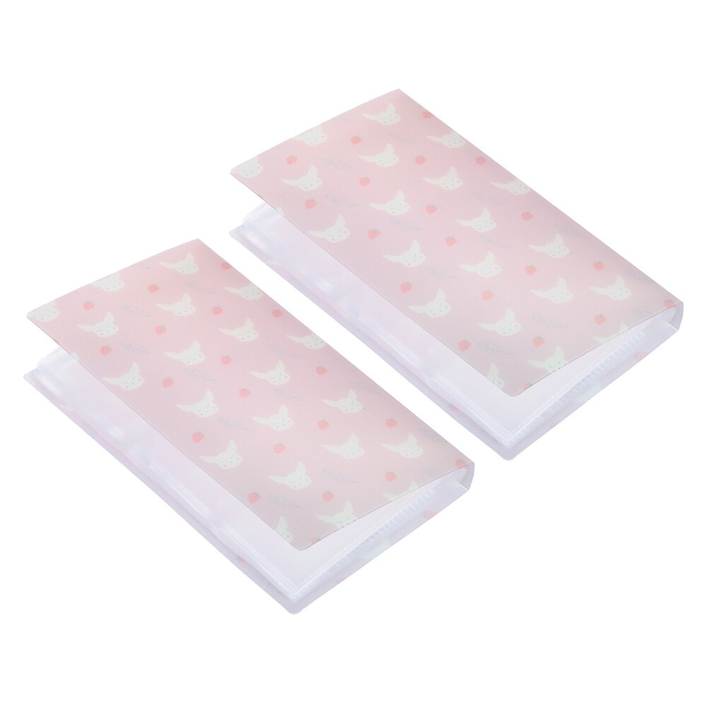 Plastic Business Card Holders Portable Card Binder Book Light Pink   Light Pink   2 Pack