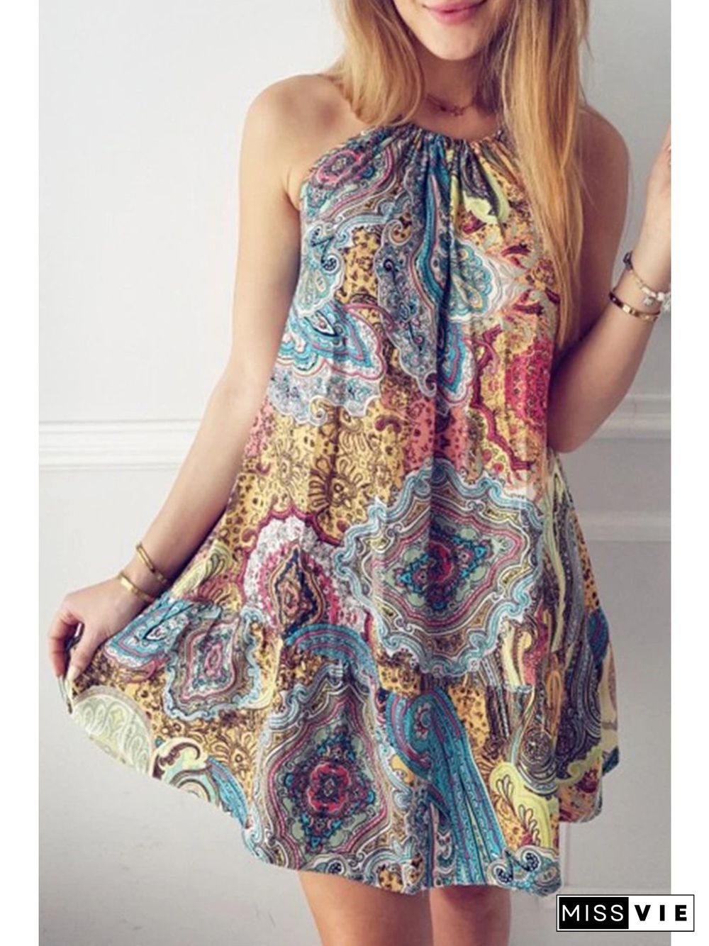 Bohemian Ocean Printed Dress P10288