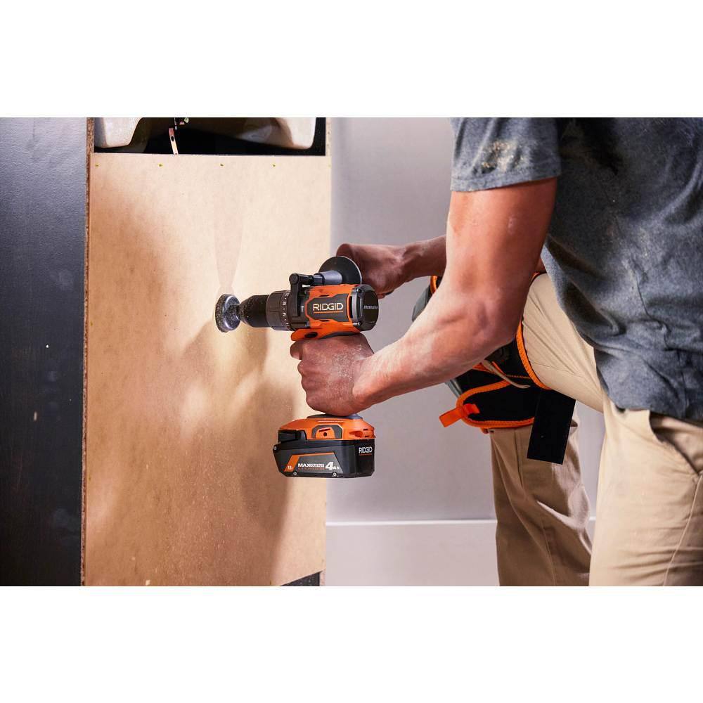 RIDGID 18V Brushless Cordless 12 in. Hammer Drill with 18V Lithium-Ion 4.0 Ah Battery R86115B-AC87004