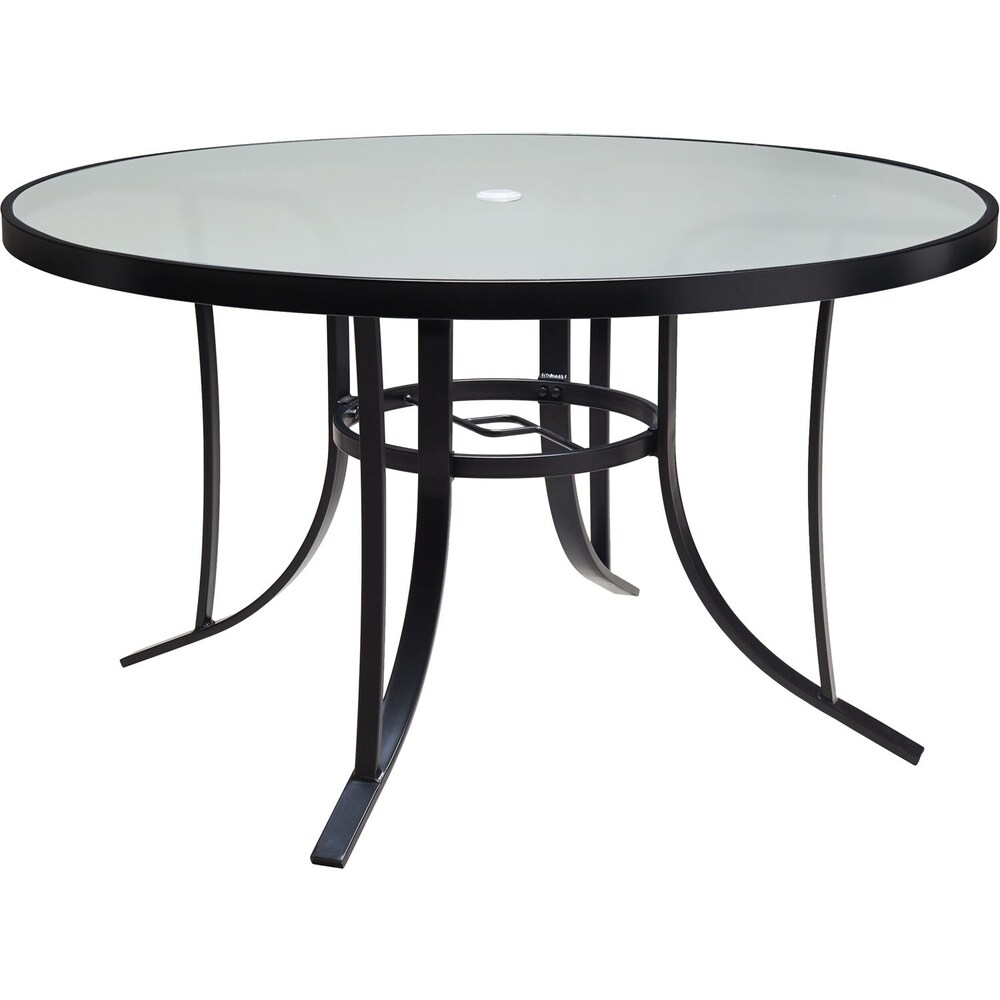 Hanover Lavallette 5 Piece Dining Set in Silver Linings with 4 Swivel Rockers and a 52 In. Round Glass Top Table