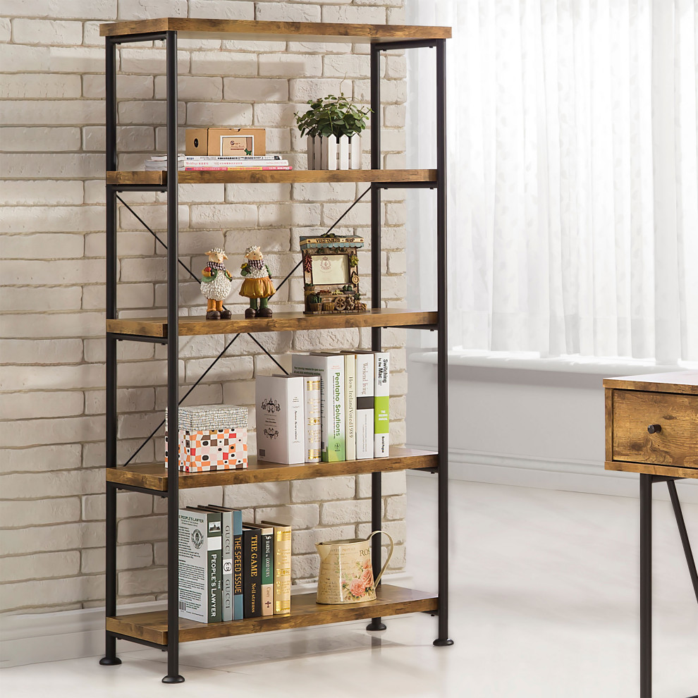 Analiese 4 shelf Bookcase Antique Nutmeg   Modern   Bookcases   by Modon  Houzz