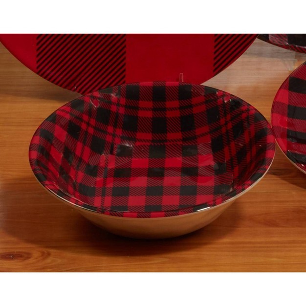 Certified International Set Of 6 Red Buffalo Plaid Melamine All Purpose Bowls