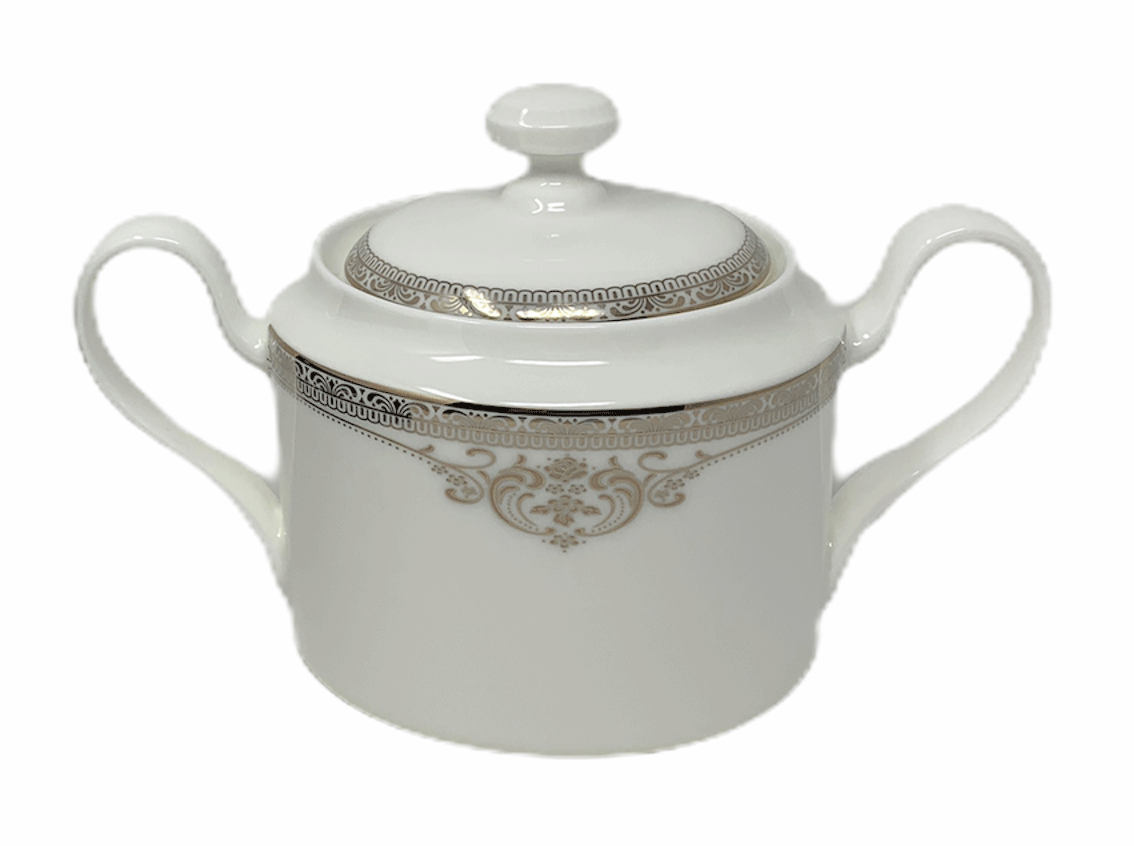 Oneida Heirloom Collection Michelangelo Bone China Sugar Bowl， Silver