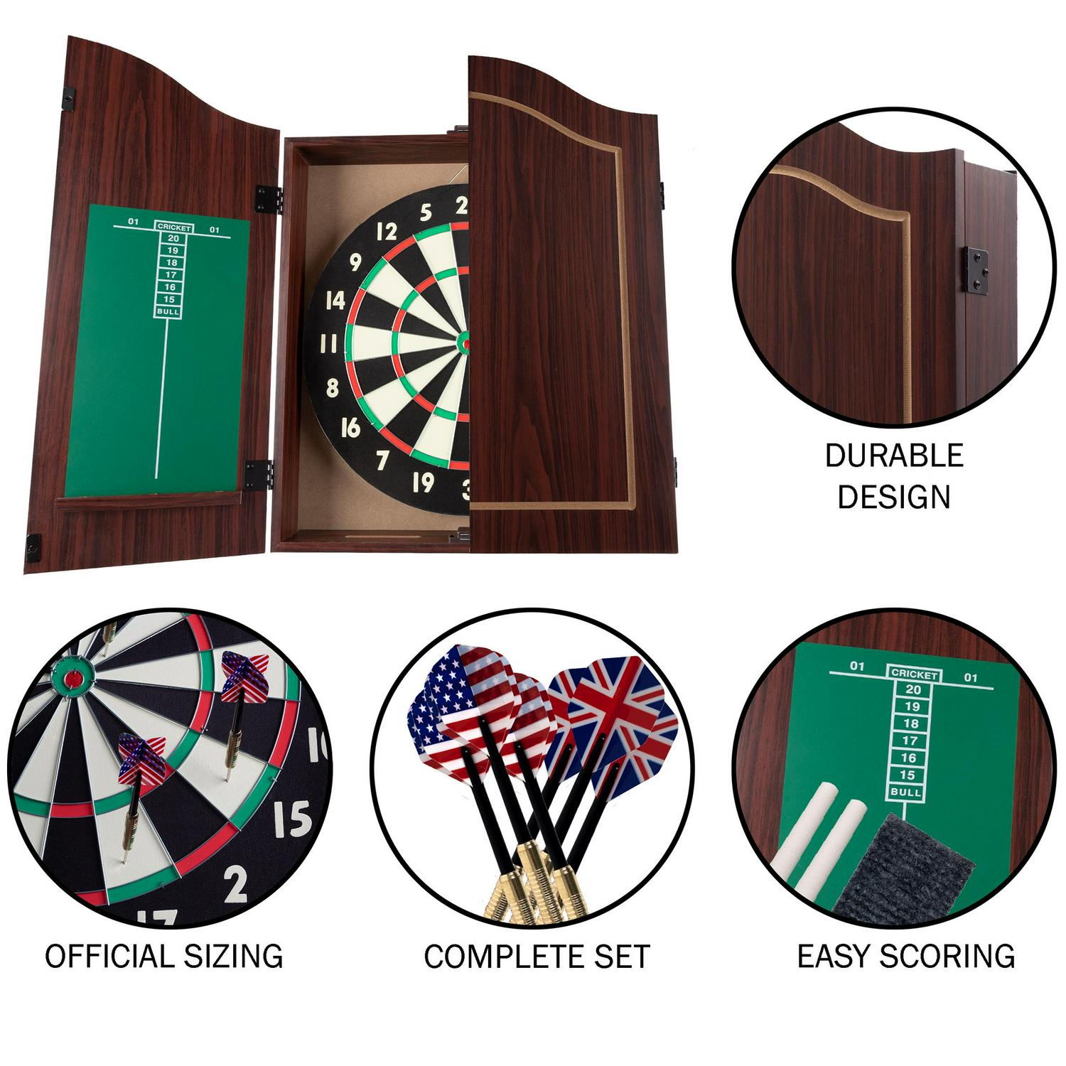 Dart Board Cabinet Set 8211 SteelTip Dart Board Adult Game Bar Set for Room Decor Man Caves and Backyard Games 8211 by Trademark Games  Crowdfused