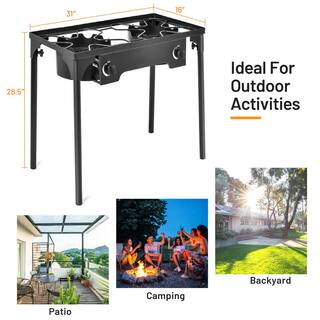 Gymax 150000 BTU Outdoor 2-Burner Stove High Pressure Propane Gas Camp Stove GYM08265