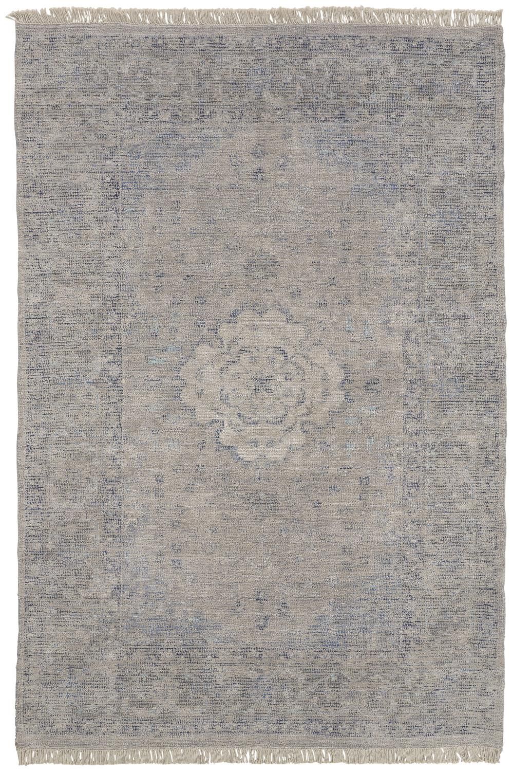 Ramey Hand Woven Gray and Blue Rug by BD Fine