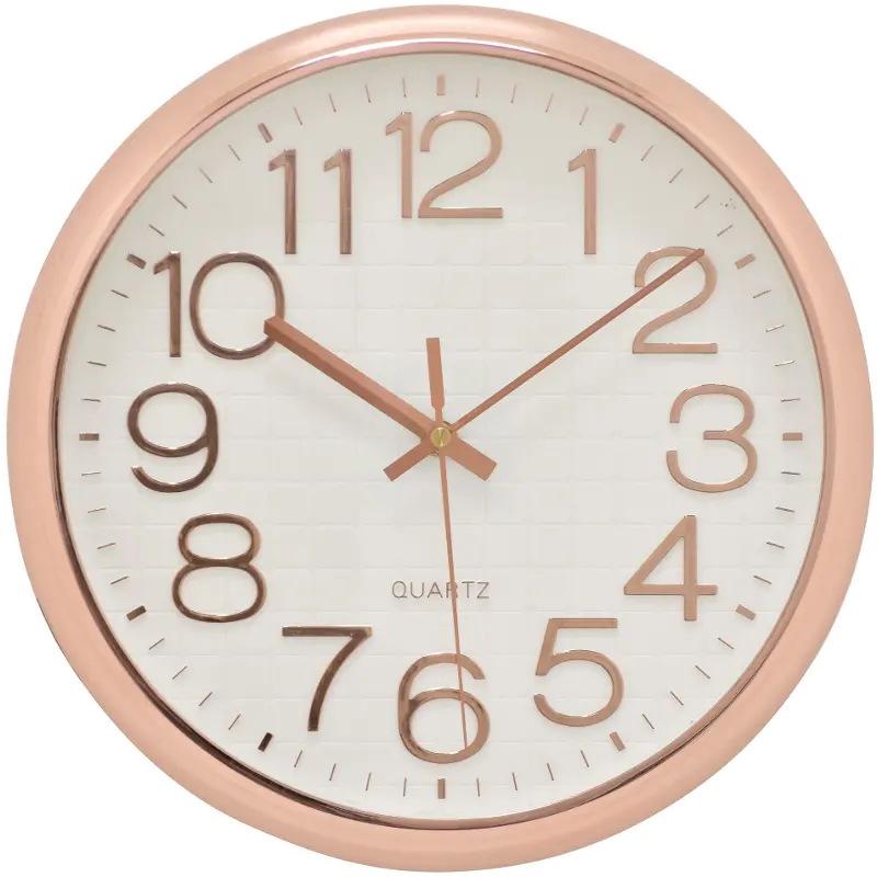 Contemporary 12 Inch Rose Gold Round Wall Clock