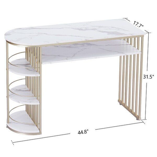 Ivinta Console Table with Storage， White Gold Entryway Table with Shelves， Gold Sofa Table for Living Room， Hallway