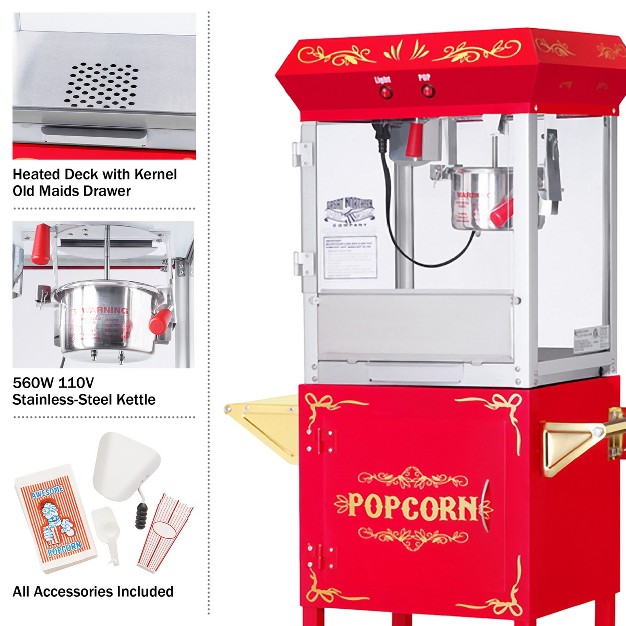 Great Northern Popcorn 6 Oz Foundation Popcorn Machine With Cart Red