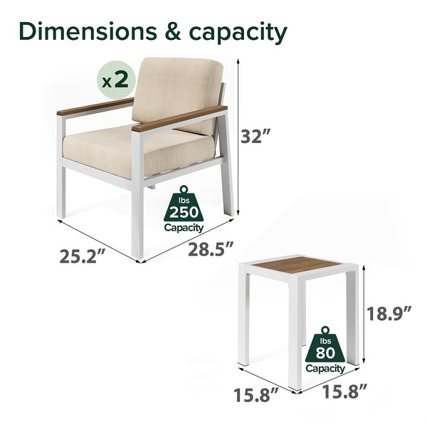 Priage by ZINUS Aluminum and Poly Lumber Outdoor 3 Piece Chat Set