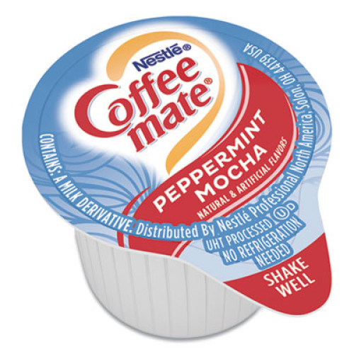 Coffee-mate Liquid Coffee Creamer， Peppermint Mocha， 0.38 oz Mini Cups， 50/Box (76060)