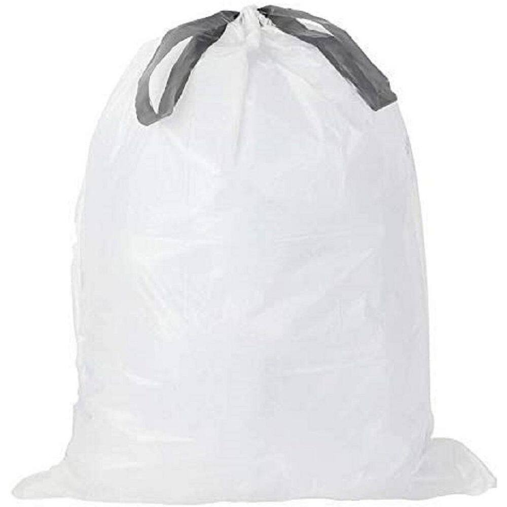 Plasticplace 5 Gal. White Drawstring Trash Bags (Case of 100 Bags) D05091WH