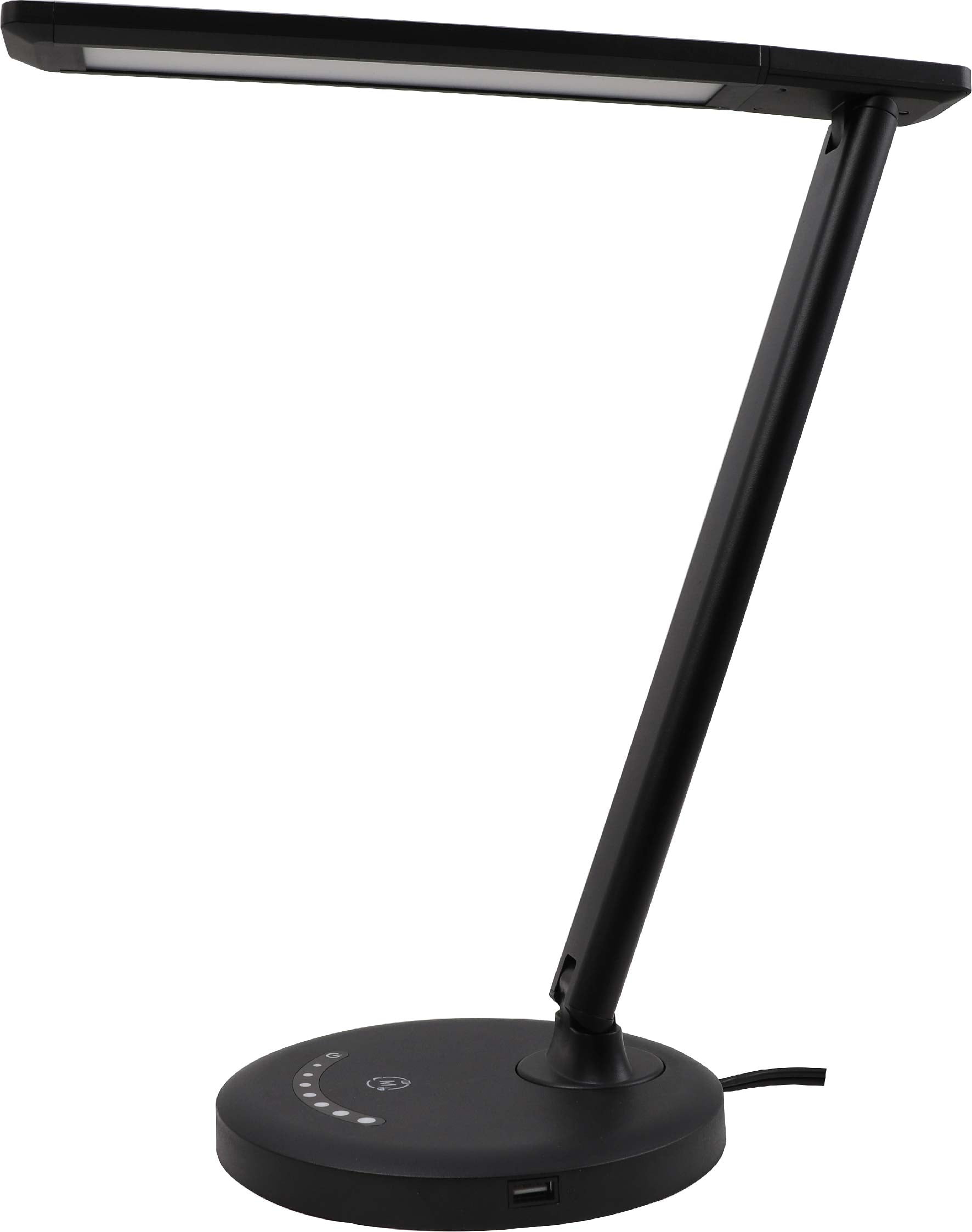 Mainstays Dimmable Plastic LED Desk Lamp with USB Charging Port， Black with Powder Coating