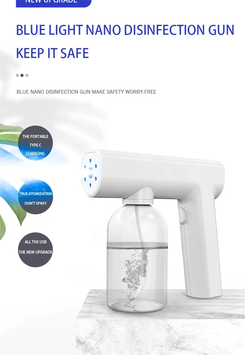 Portable Nano Sprayer 3.7 V Fogger Machine 300ml 500ml Blu ray USB spray sterilizer Electric Atomizer Disinfection Spray