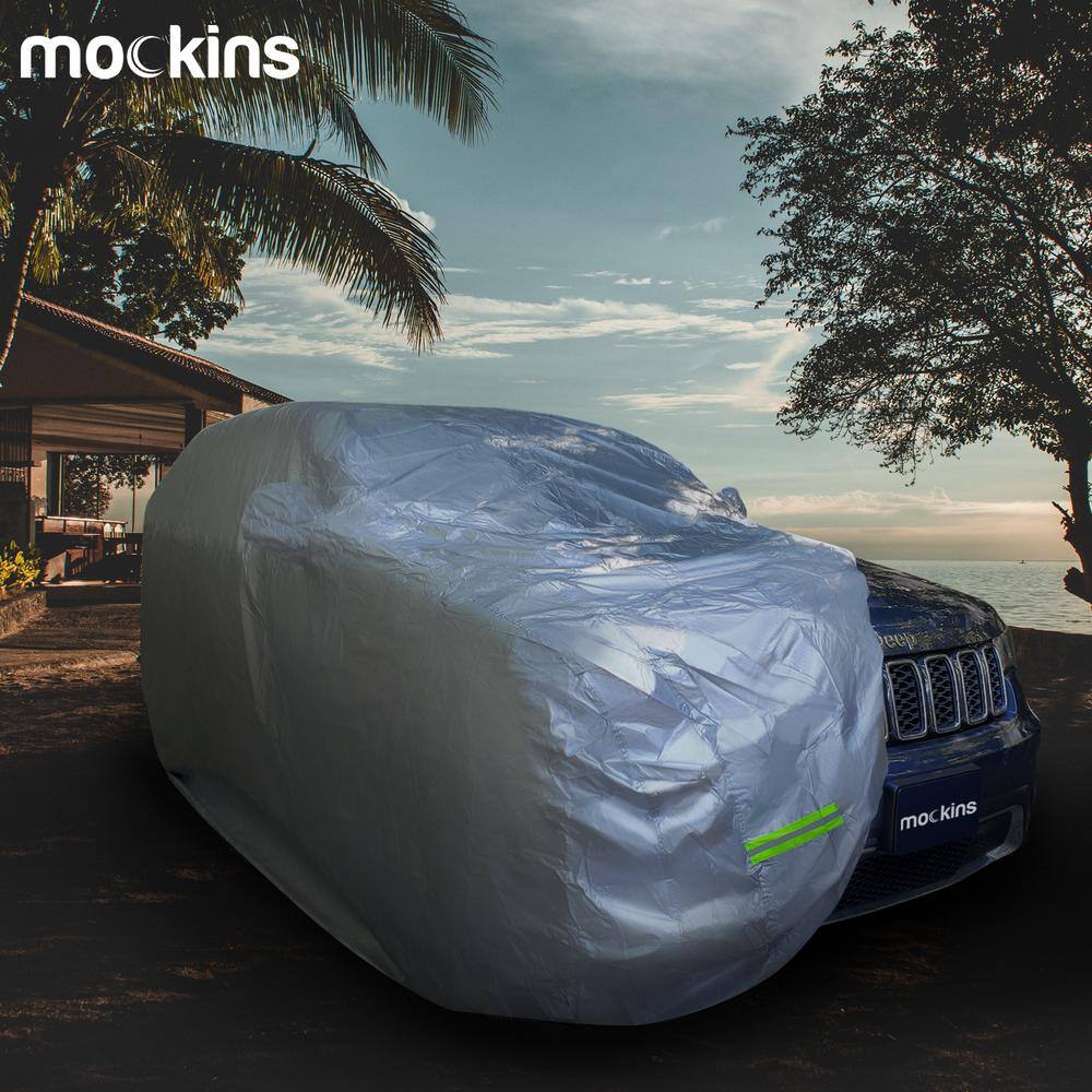 Mockins 182 in. x 74 in. x 68 in. Heavy-Duty Waterproof Car Cover for SUV - 190T Silver Polyester MA-63