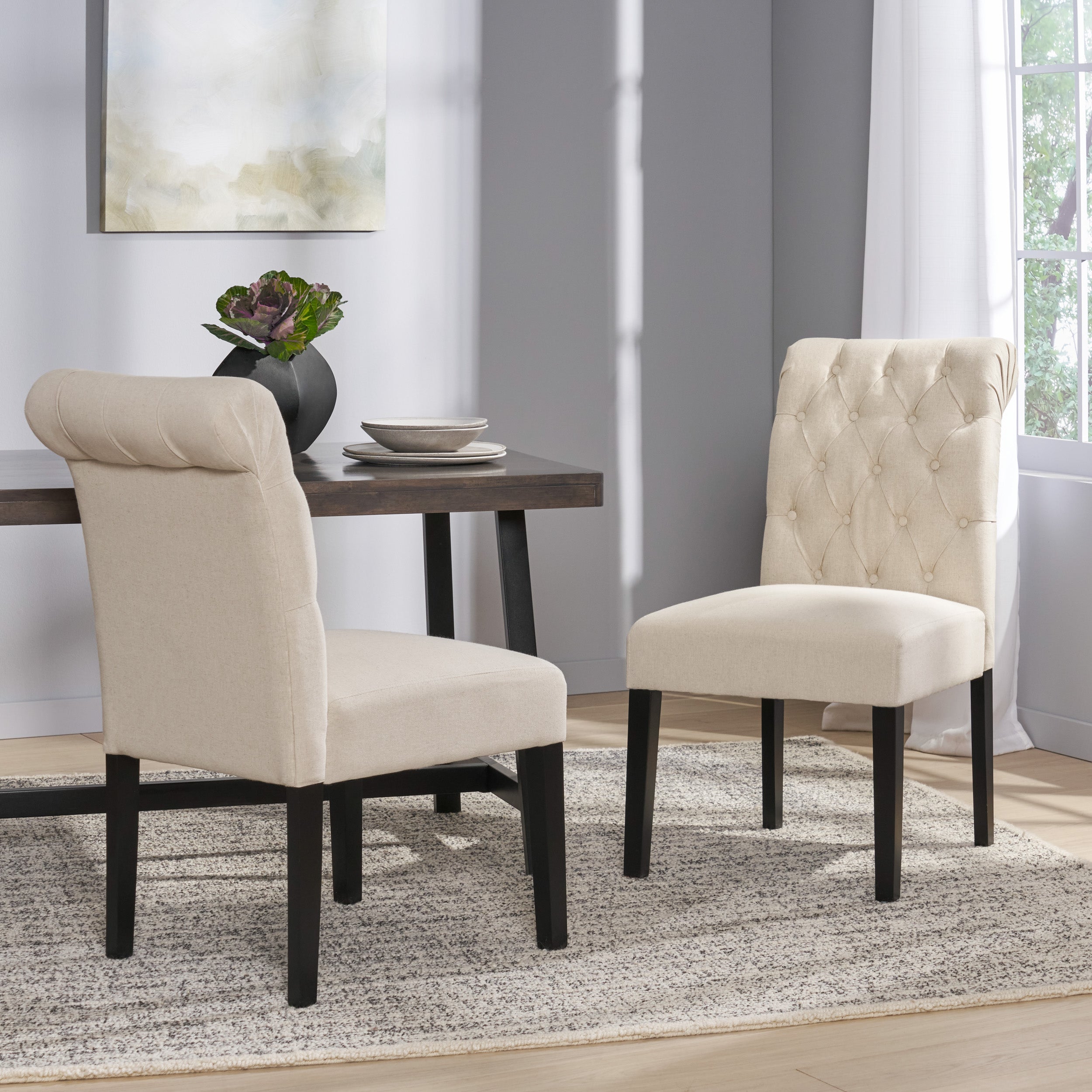 Elmerson Dark Grey Linen Dining Chair (Set of 2)