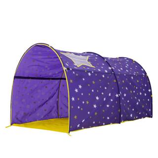 Alvantor Indoor Pop Up Portable Frame Polyester Starlight Bed Canopy Kids Play Tent Twin Curtains Glow in The Dark Stars Purple 2004