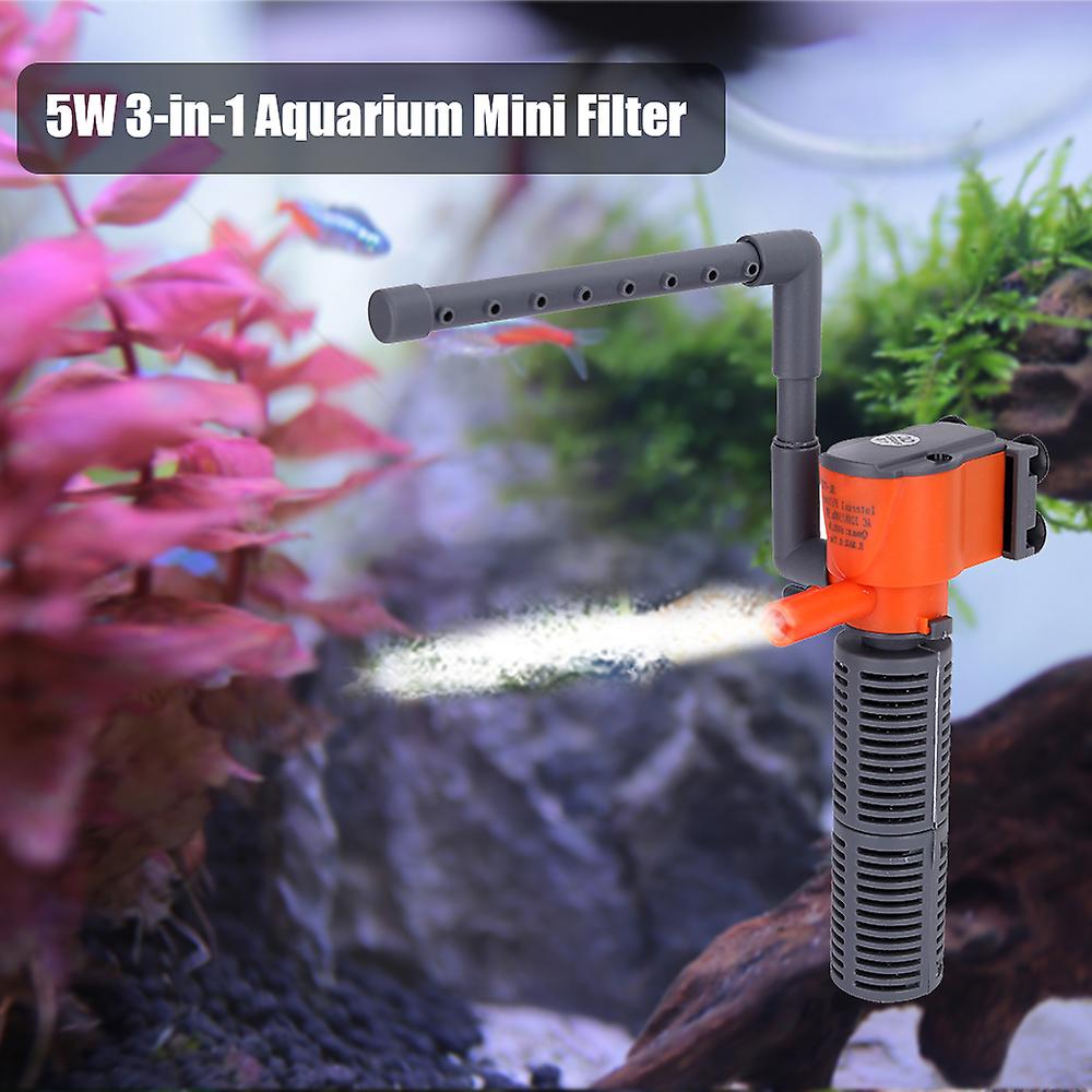 Multicolor 3w/5w 3-in-1 Mini Filter Aquarium Fish Sponge Filter Oxygen Supply Quiet Air Pump Filter For All Small Fish Tank