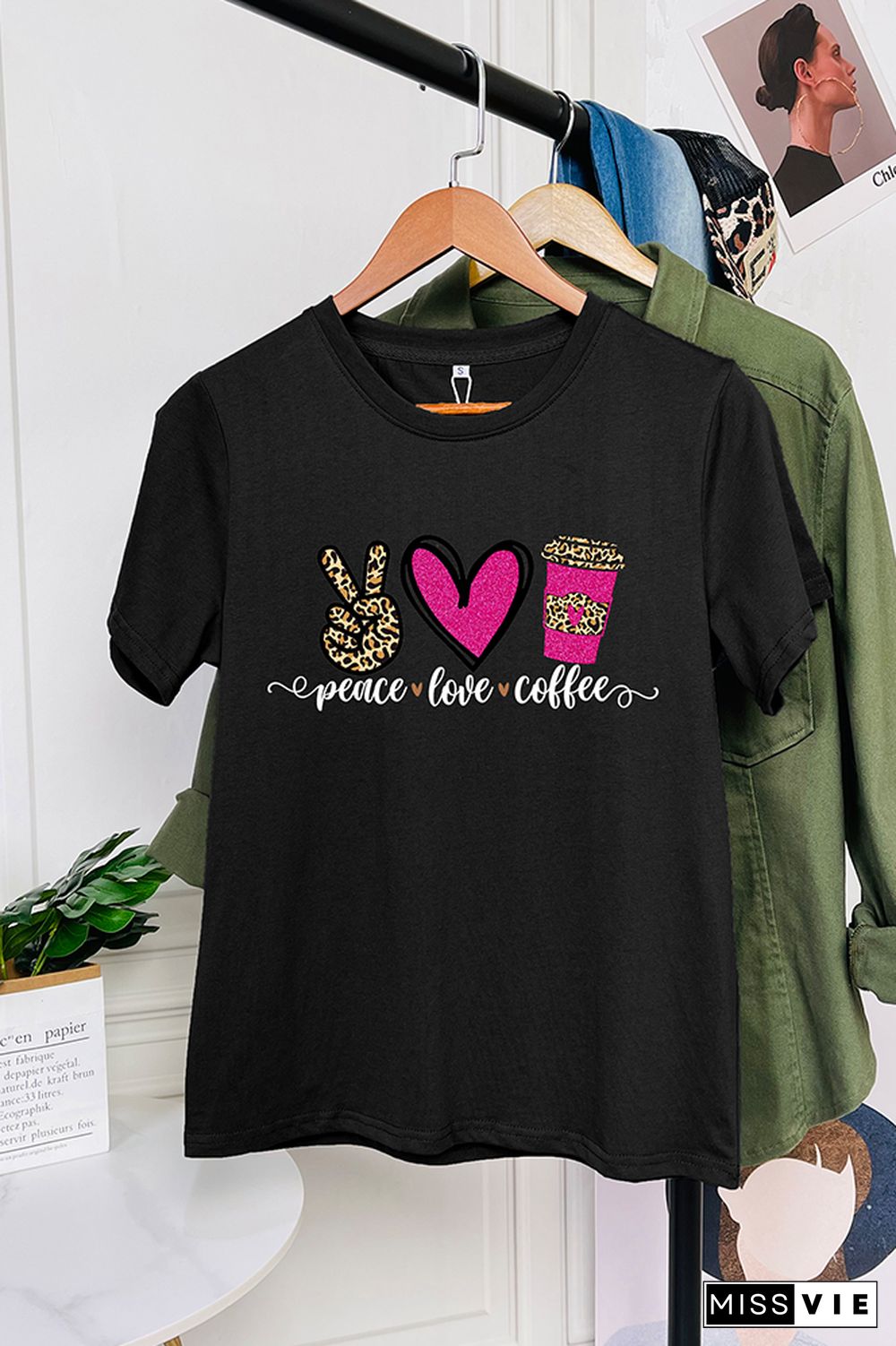 Peace Love Coffee Short Sleeve Graphic Tee Wholesale