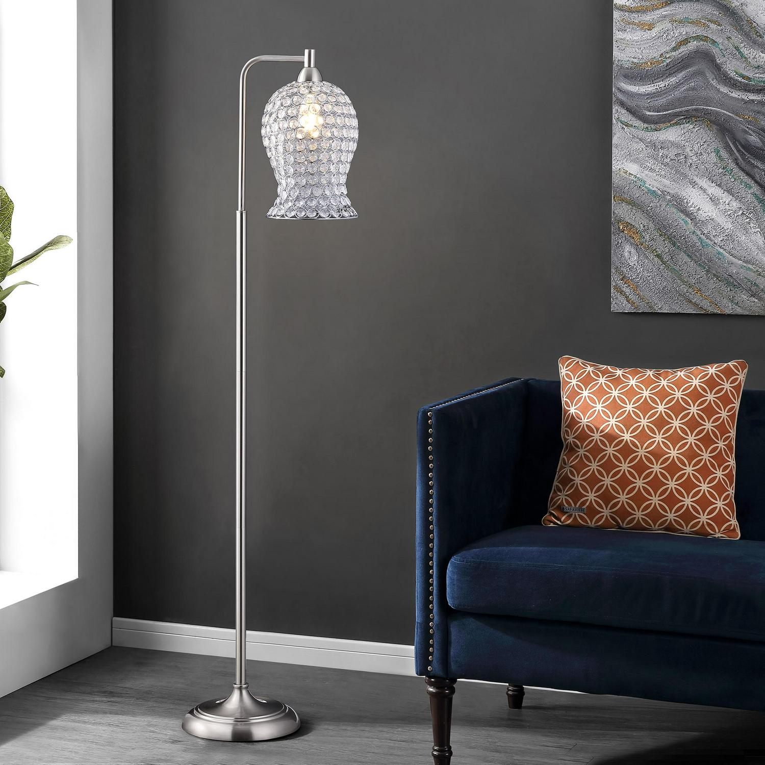 Safavieh Izzy Glam 61.5 in 1-Light Task Floor Lamp， Silver