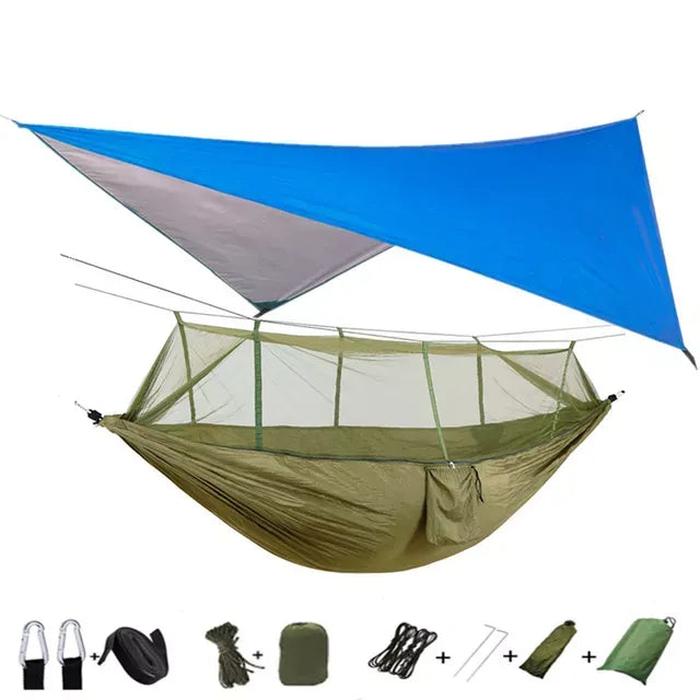 Camping Hammock and Tent Awning Rain Fly Tarp Waterproof Mosquito Net Hammock Canopy 210T Nylon Hammocks